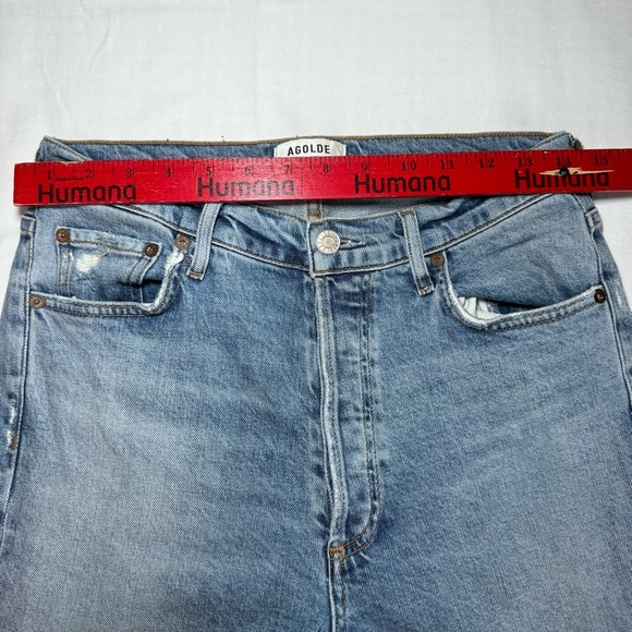 AGOLDE Nico High Rise Slim Jeans Womens 28 Blue Button-Fly Denim Distressed - Picture 5 of 10